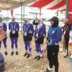 Pj Gubernur Andap Budhi Revianto saat memberikan motivasi terhadap atlet Sultra yang berlaga di PON Aceh-Sumatera Utara.