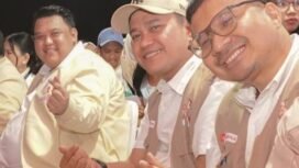 Eks Ketua DPW Perindo Sultra, Jaffray Bittikaka bersama balon Walikota Kendari, Yudhianto Mahardika saat deklarasi.