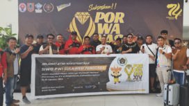 Tim PWI Sultra yang siap berlanga di Porwanas, Banjarmasin. Foto Kadamu
