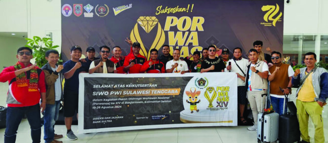 
 Tim PWI Sultra yang siap berlanga di Porwanas, Banjarmasin. Foto Kadamu