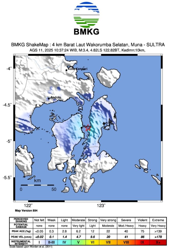 
 Foto Titik Gempa Bumi Tektonik Di Muna.