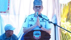 Bupati Kolaka saat memberikan sambutan di Musrembang. Foto Diskominfo Kolaka