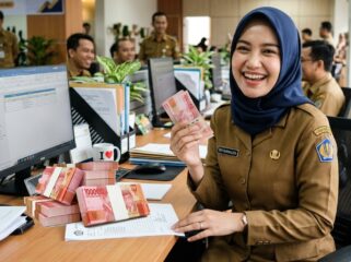 Ilustrasi Gaji ke 13 ASN, PNS, TNI, Polri dan Pensiunan. Gemini AI