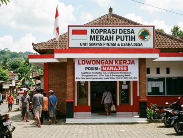 Ilustrasi penerimaan karyawan koperasi desa merah putih. gemini ai