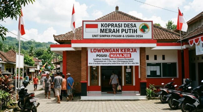 Ilustrasi penerimaan karyawan koperasi desa merah putih. gemini ai