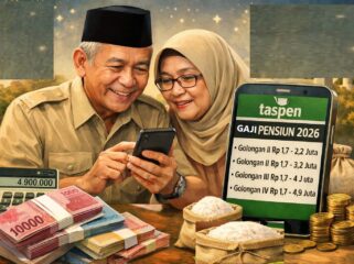 Ilustrasi: pensiunan ASN, TNI, Polri, menerima gaji di PT Taspen. gemini ai