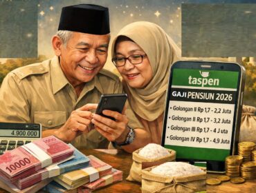 Ilustrasi: pensiunan ASN, TNI, Polri, menerima gaji di PT Taspen. gemini ai