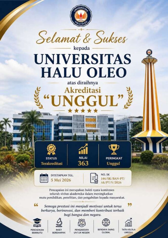 
 Universitas Halu Oleo Raih Akreditasi Unggul, Perkuat Daya Saing dan Kepercayaan Publik