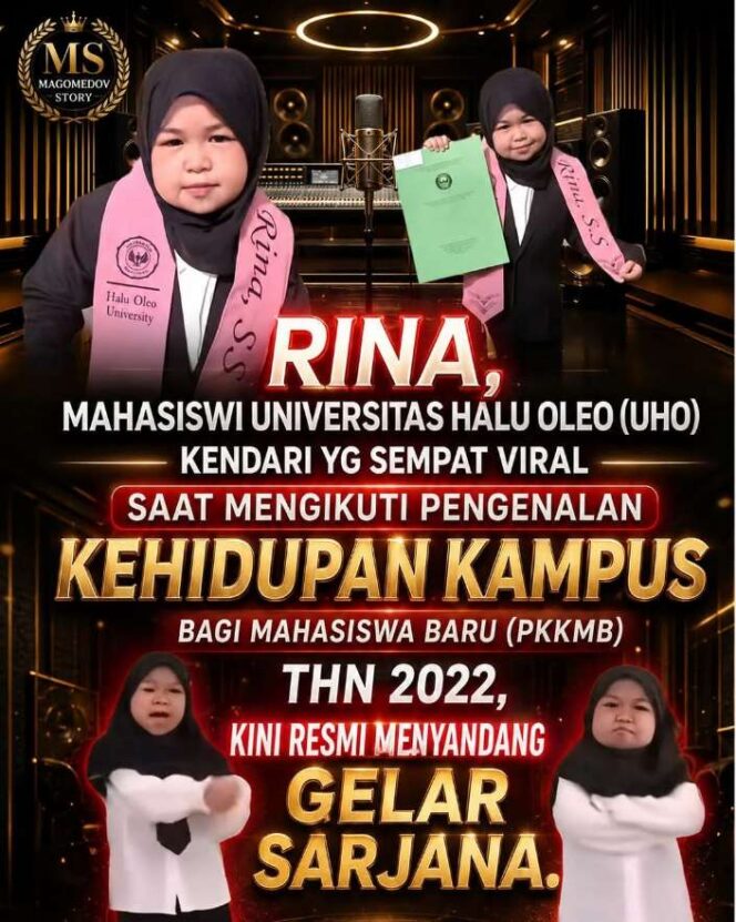
 Viral Saat PKKMB, Kini Rina Resmi Raih Gelar Sarjana di UHO